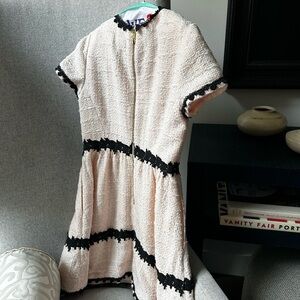 KATE SPADE Madison Avenue Jayne tweed Rose Dew dress with black trim